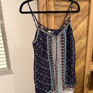 Skies Are Blue Navy Printed Spaghetti Strap Dress